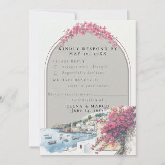 Mediterranean Coastal Wedding RSVP Card – Response Kaart