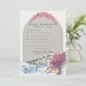 Mediterranean Coastal Wedding RSVP Card – Response Kaart (Staand voorkant)