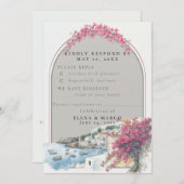 Mediterranean Coastal Wedding RSVP Card – Response Kaart (Voorkant / Achterkant)
