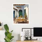 Mediterranean Courtyard Dining Poster (Thuiskantoor)
