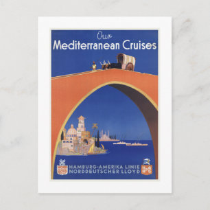 Mediterranean Cruises Scheepslijn Vintage Travel Briefkaart