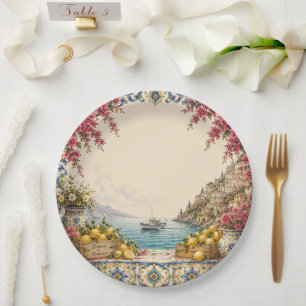 Mediterranean Escape Boot   Kustfeestdecoratie Papieren Bordje