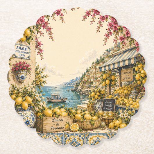 Mediterranean Escape | Citroenmarkt Decor Kartonnen Onderzetters (Voorkant)