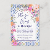 Mediterranean Floral Tegel Bruids Recept Verzoek Informatiekaartje (Voorkant)