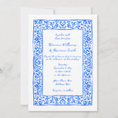 Mediterranean Hand Painted Blue White Wedding Kaart (Voorkant)