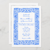 Mediterranean Hand Painted Blue White Wedding Kaart (Voorkant / Achterkant)