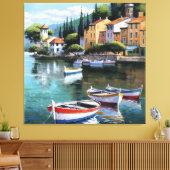Mediterranean Harbor Serenity Canvas Afdruk (Insitu (Woonkamer))