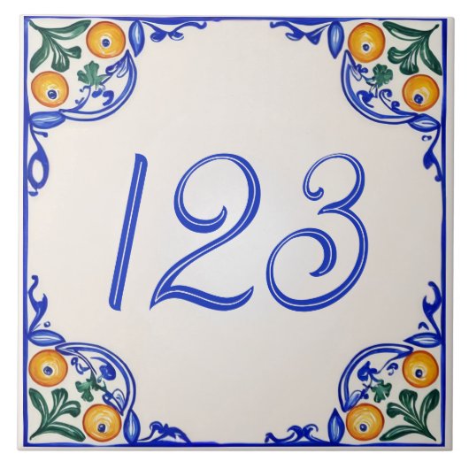 Mediterranean House Number – Arancia Tegeltje (Voorkant)
