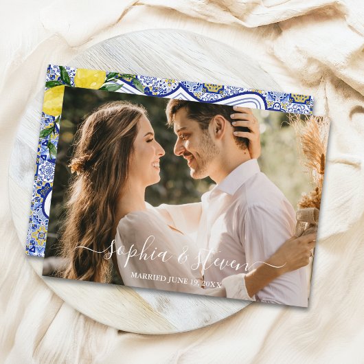 Mediterranean-Inspired Wedding with Lemon Accents Bedankkaart