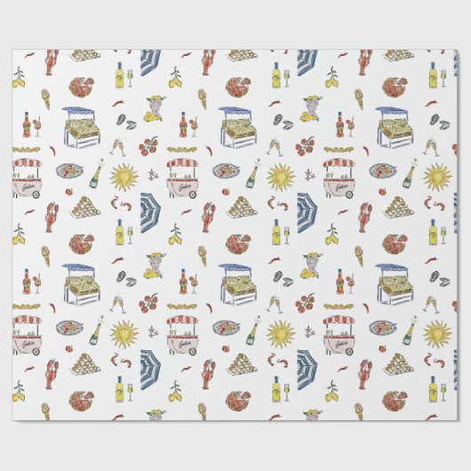 Mediterranean Italian Summer Doodle Cadeaupapier (Vlak)