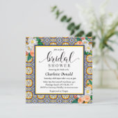 Mediterranean Italy Blue Tiles Bridal Shower  Kaart (Staand voorkant)