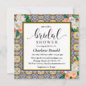 Mediterranean Italy Blue Tiles Bridal Shower  Kaart (Voorkant)