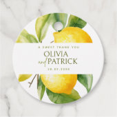 Mediterranean Italy Greece Lemon Vibrant Wedding Bedankjes Labels (Voorkant)
