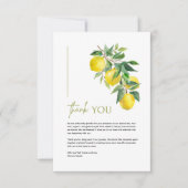 Mediterranean Italy Greece Lemon Vibrant Wedding Bedankkaart (Voorkant)