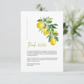 Mediterranean Italy Greece Lemon Vibrant Wedding Bedankkaart (Staand voorkant)