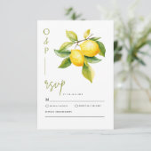 Mediterranean Italy Greece Lemon Vibrant Wedding RSVP Kaartje (Staand voorkant)