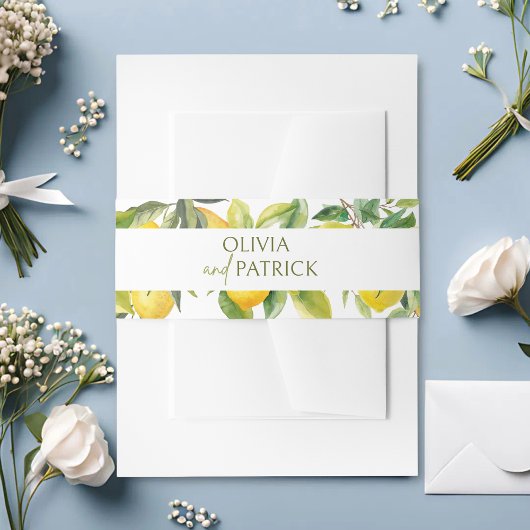 Mediterranean Italy Greece Lemon Vibrant Wedding Uitnodigingen Wikkel