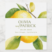 Mediterranean Italy Greece Lemon Vibrant Wedding Wijn Etiket (Enkel label)