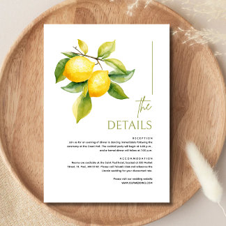 Mediterranean Italy Lemon Vibrant Wedding Details Informatiekaartje