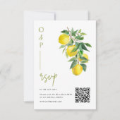 Mediterranean Italy Lemon Vibrant Wedding QR Code RSVP Kaartje (Voorkant)