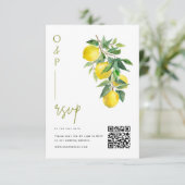 Mediterranean Italy Lemon Vibrant Wedding QR Code RSVP Kaartje (Staand voorkant)