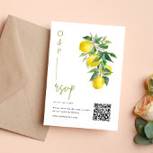 Mediterranean Italy Lemon Vibrant Wedding QR Code RSVP Kaartje
