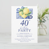 Mediterranean Lemon 40th Birthday Invitation Kaart (Staand voorkant)