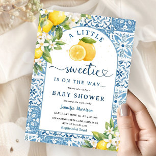 Mediterranean Lemon Baby shower Boy Blue Tegels Kaart