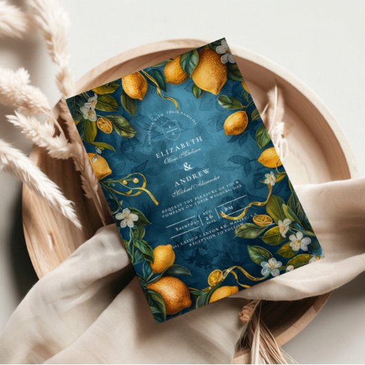 Mediterranean Lemon Bliss Bruiloft Kaart