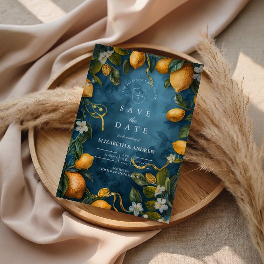 Mediterranean Lemon Bliss Bruiloft Save The Date
