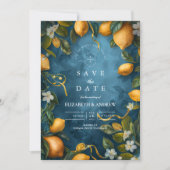 Mediterranean Lemon Bliss Bruiloft Save The Date (Voorkant)