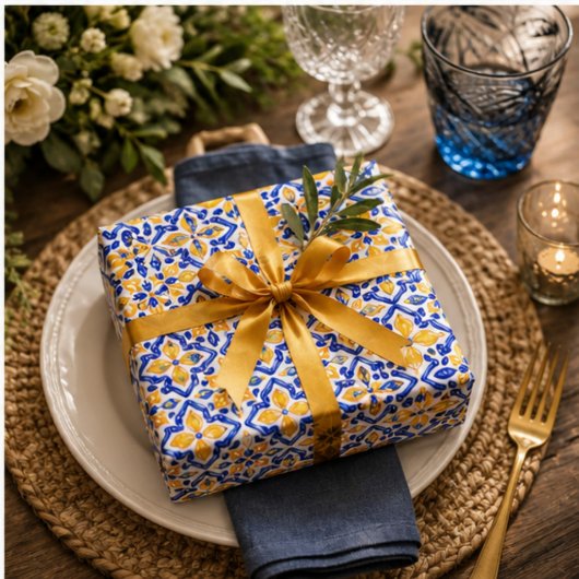 Mediterranean Lemon Blossom Ceramic Hand Painted  Cadeaupapier