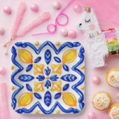 Mediterranean Lemon Blossom Ceramic Hand Painted Papieren Bordje (Feest)