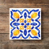 Mediterranean Lemon Blossom Ceramic Hand Painted Tegeltje