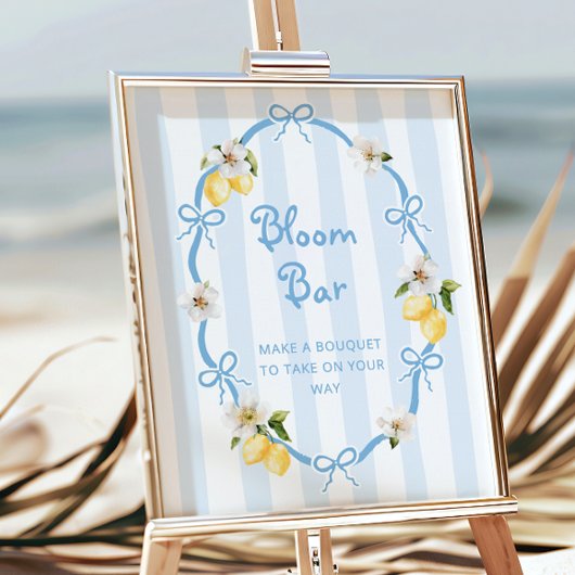 Mediterranean Lemon Blue Bloom Bar Poster