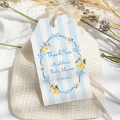 Mediterranean Lemon Blue Bows Baby shower Cadeaulabel