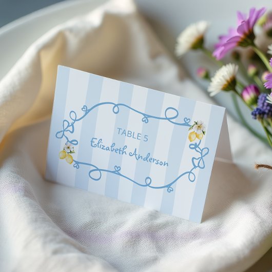 Mediterranean Lemon Blue Bows plaatskaart Kaart