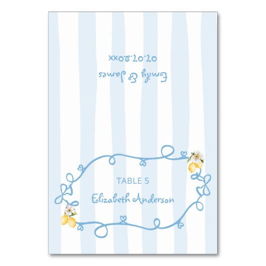 Mediterranean Lemon Blue Bows Place kaart (Voorkant)