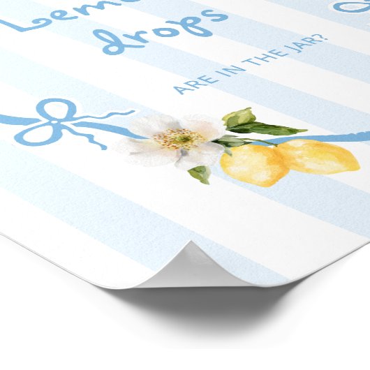 Mediterranean Lemon Blue Bows Raad eens hoeveel Poster (Hoek)