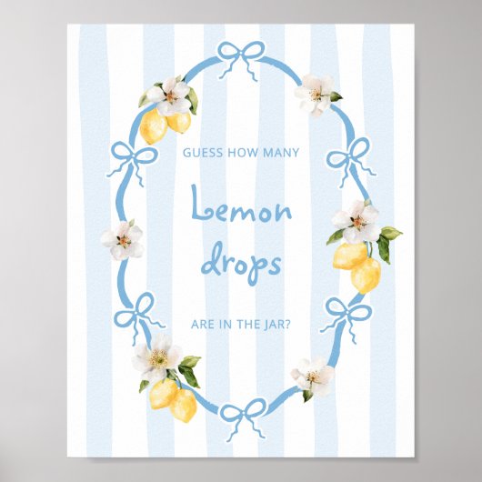 Mediterranean Lemon Blue Bows Raad eens hoeveel Poster (Voorkant)