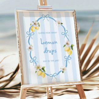 Mediterranean Lemon Blue Bows Raad eens hoeveel Poster