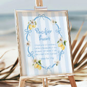 Mediterranean Lemon Blue Pacifier Hunt Baby shower Poster