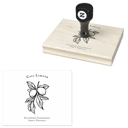 Mediterranean Lemon Botanical Kitchen Rubber Stamp Rubberstempel (Gestempeld)