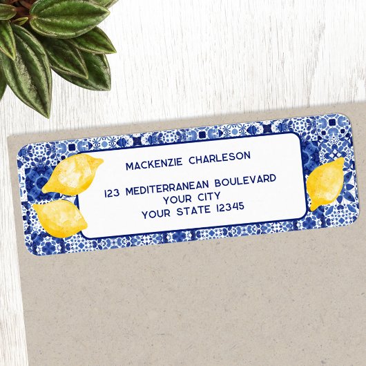 Mediterranean Lemon Ceramic Tegel Retouradres Etiket