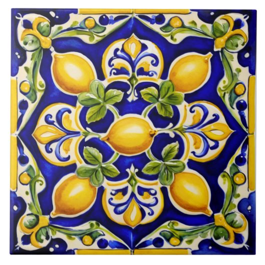 Mediterranean Lemon  Ceramic Tile Tegeltje (Voorkant)