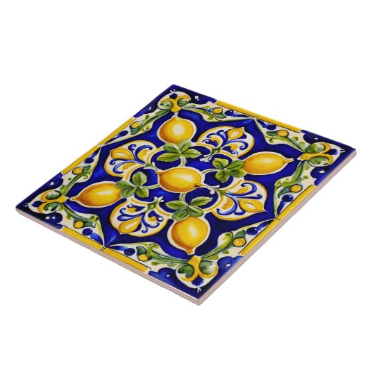 Mediterranean Lemon  Ceramic Tile Tegeltje (Zijkant)