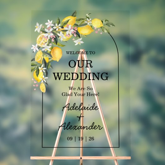 Mediterranean Lemon Citrus Wedding Collection Acryl Bord (Neutraal)