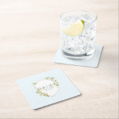 Mediterranean Lemon Coastal Stripe Wedding Kartonnen Onderzetters (Insitu)