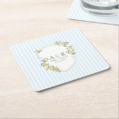Mediterranean Lemon Coastal Stripe Wedding Kartonnen Onderzetters (Schuin)