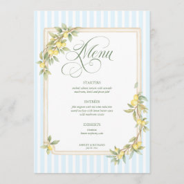 Mediterranean Lemon Coastal Stripe Wedding Menu